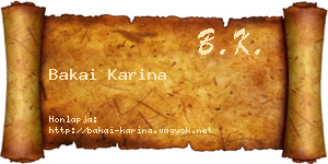 Bakai Karina névjegykártya